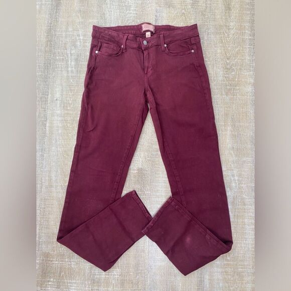 Y2K Paige Peg Skinny Slim Jeans Women’s 28 Burgundy Maroon Swiftie Academia Vamp - Picture 4 of 14